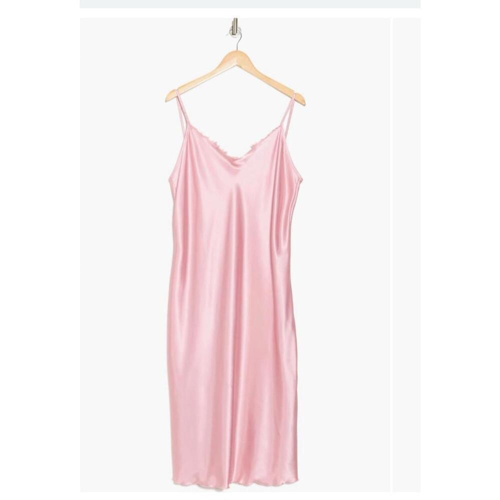 bebe Lace Trim Satin Slipdress - Picture 3 of 9
